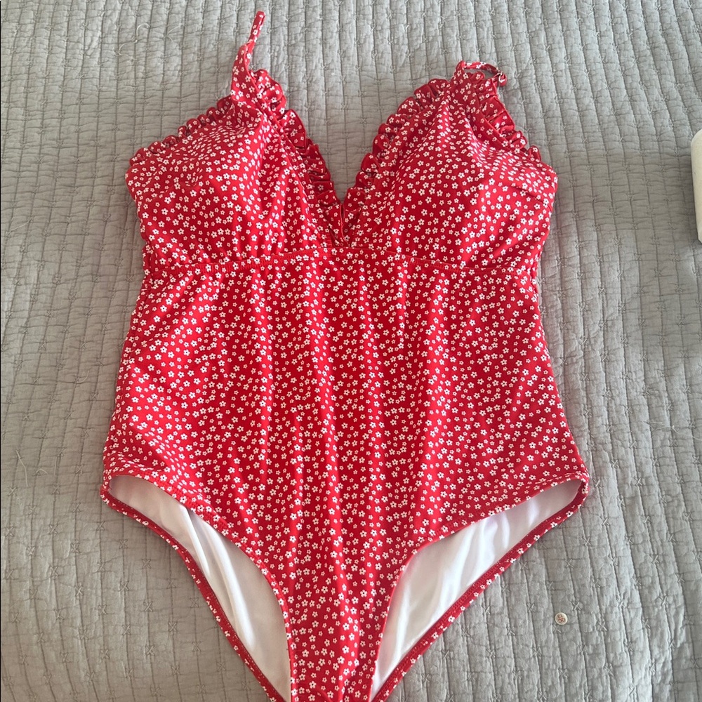 Red Floral One-Piece Swimsuit